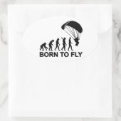 Sticker Ovale Evolution Skydiving né à voler (Sac)