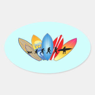 Sticker Ovale Évolution surfante
