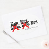 Sticker Ovale exécuter, exécuter, exécuter (Enveloppe)