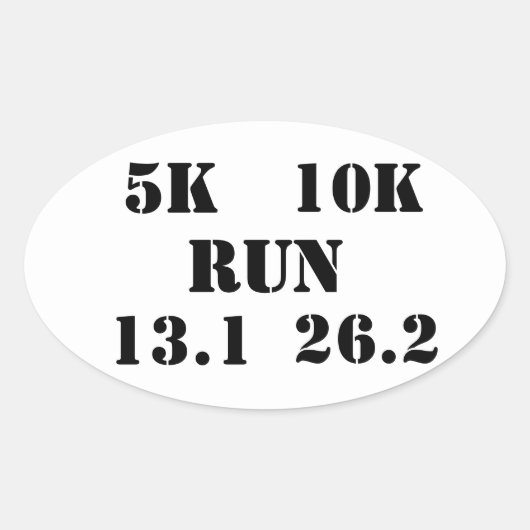 Sticker Ovale EXÉCUTION : 5k, 10k, 13.1, cycle d'exécution 26.2 (Devant)