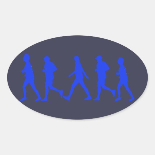 Sticker Ovale Exécution De L'Exercice De Jogging (Devant)