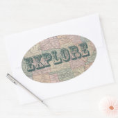 Sticker Ovale Explorer - Guillemets de carte Vintages (Enveloppe)