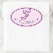 Sticker Ovale F lettre monogramme personnalisé filles nom rose a (Sac)