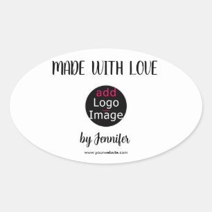 Sticker Ovale Fabriqué avec amour Chic Professionnel Logo person