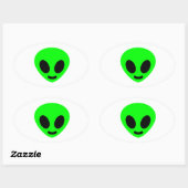 Sticker Ovale Face Alien (Feuille)