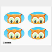 Sticker Ovale Face D'Une Petite Chouette (Feuille)