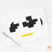 STICKER OVALE FACE PIXEL LINUX TUX PENGUIN (Enveloppe)