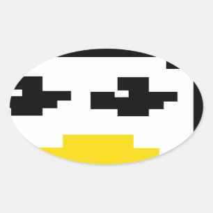 STICKER OVALE FACE PIXEL LINUX TUX PENGUIN