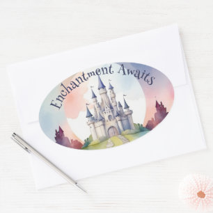 Sticker Ovale Fairy Tale Castle Party