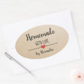 Sticker Ovale Fait maison avec amour kraft personnalisée (Enveloppe)