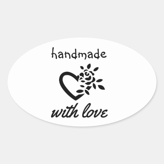 Sticker Ovale Faite à la main moderne avec amour (Devant)