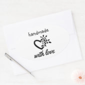 Sticker Ovale Faite à la main moderne avec amour (Enveloppe)