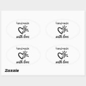 Sticker Ovale Faite à la main moderne avec amour (Feuille)