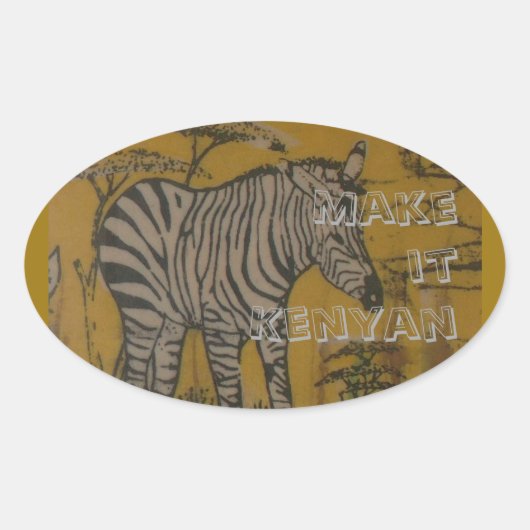 Sticker Ovale Faites-le Kenyan Wild Life African Safari Zebra (Devant)
