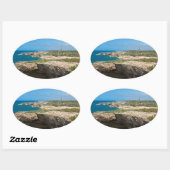 Sticker Ovale Falaises côtières et plages à Cueva del Indio (Feuille)