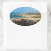 Sticker Ovale Falaises côtières et plages à Cueva del Indio (Sac)