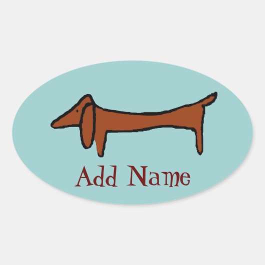 Sticker Ovale Fameux Dachshund Abstrait (Devant)