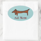 Sticker Ovale Fameux Dachshund Abstrait (Sac)