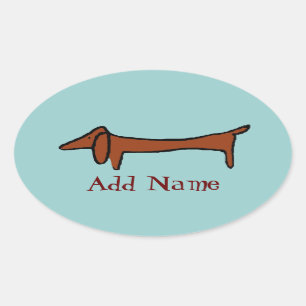 Sticker Ovale Fameux Dachshund Abstrait