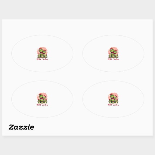 Sticker Ovale Family christmas frogs (3) (Feuille)