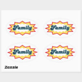 Sticker Ovale Family Sticker, comic book pop design (Feuille)