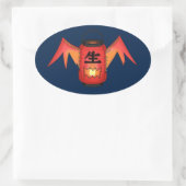 Sticker Ovale Fantôme japonais en papier rouge Yokai (Sac)