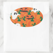 Sticker Ovale Fantômes d'Halloween Patch de citrouille hantée (Sac)