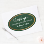 Sticker Ovale Faux Gold Green Moderne Mariage élégant (Enveloppe)