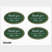 Sticker Ovale Faux Gold Green Moderne Mariage élégant (Feuille)