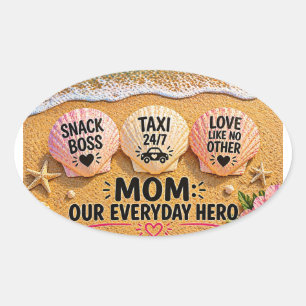 Sticker Ovale Faux Toile Encadrée ImpriméeT-shirt drôle de maman