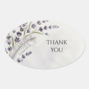 Sticker Ovale Favor de mariage brindille de plume de lavande
