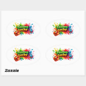 Sticker Ovale Feeling Lucky Dice Sticker” (Feuille)