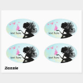Sticker Ovale féerie, fée papillon (Feuille)