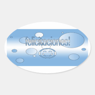 Sticker Ovale Felicitaciones ! Le drapeau de l'Argentine colore