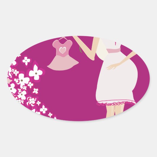 Sticker Ovale femme enceinte blonde (Devant)