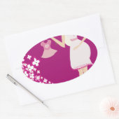 Sticker Ovale femme enceinte blonde (Enveloppe)