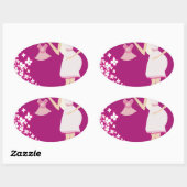 Sticker Ovale femme enceinte blonde (Feuille)