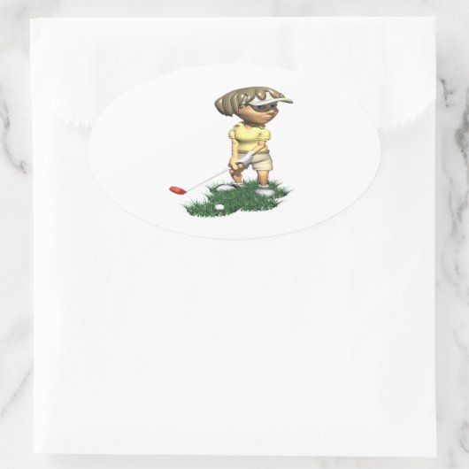 Sticker Ovale Femme Golfer (Sac)
