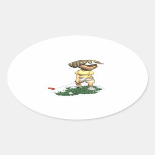 Sticker Ovale Femme Golfer