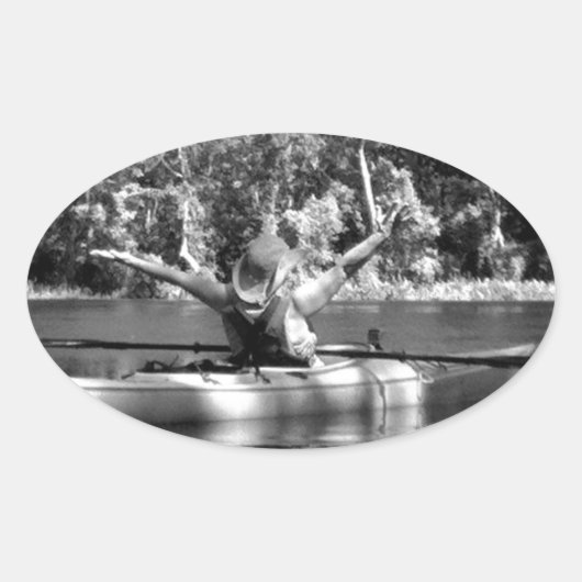 Sticker Ovale femme kayak (Devant)