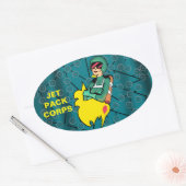 STICKER OVALE FEMME ROCKET (Enveloppe)