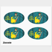 STICKER OVALE FEMME ROCKET (Feuille)