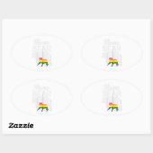Sticker Ovale Femmes Mama Bear Rainbow Pride Gay Drapeau Lgbt (Feuille)