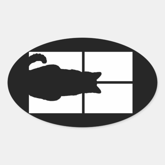 Sticker Ovale Fenêtre Cat Cliquez pour Customiser la couleur Déc (Devant)
