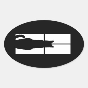 Sticker Ovale Fenêtre Cat Cliquez pour Customiser la couleur Déc