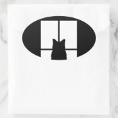 Sticker Ovale Fenêtre Cat Cliquez pour Customiser Obtenir une dé (Sac)