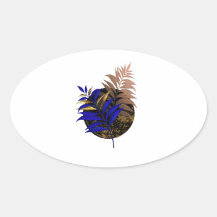 Sticker Ovale Ferme bleue sur cercle noir