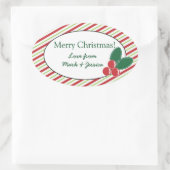 Sticker Ovale Festive Stripes et Holly (Sac)