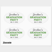 Sticker Ovale Fête de Graduation verte (Feuille)