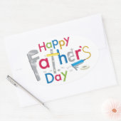 Sticker Ovale fête des pères heureuse (Enveloppe)